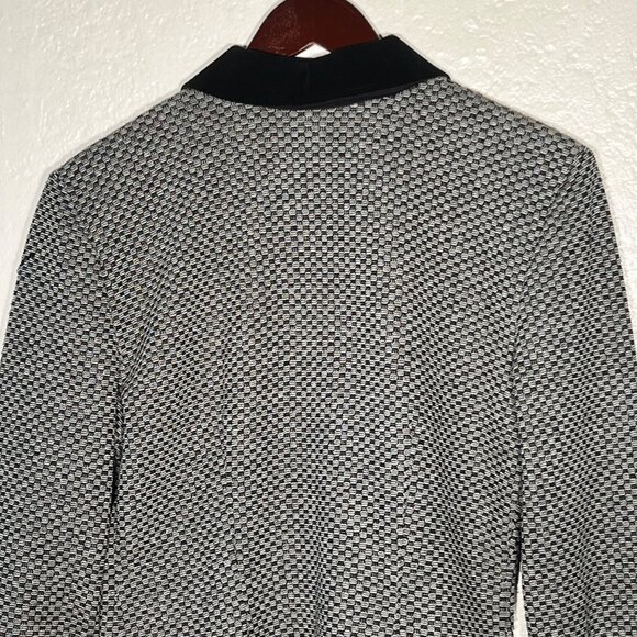 All That Jazz Knit Blazer Size 9/10 Black & White Houndstooth Velvet Accents VTG - Picture 8 of 16